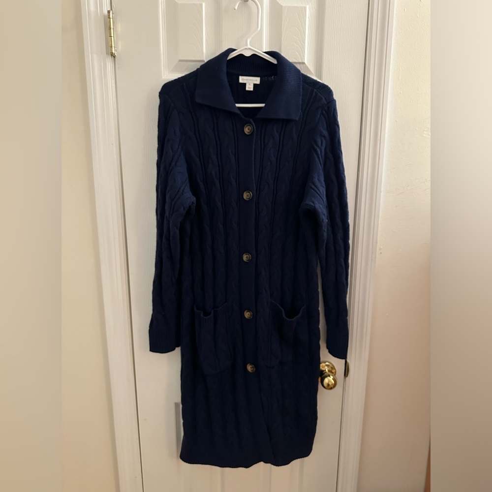 Charter club Long navy blue sweater with pockets EUC size XL